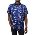 thumbnail image 1 of Men's Star Wars Darth Vader and Stormtroopers Samurai Print Button Down Shirt Navy Large, 1 of 4