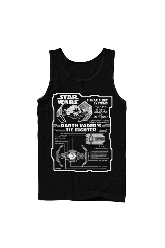 Men's Star Wars Darth Vaders TIE Fighter Specs Tank Top Black Medium