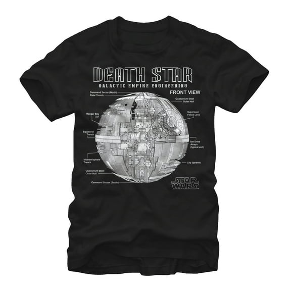 Men's Star Wars Death Star Galactic Empire Engineering  Graphic Tee Black Medium