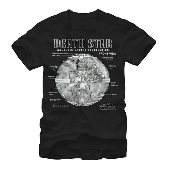 Men's Star Wars Death Star Galactic Empire Engineering Graphic Tee Black X Large