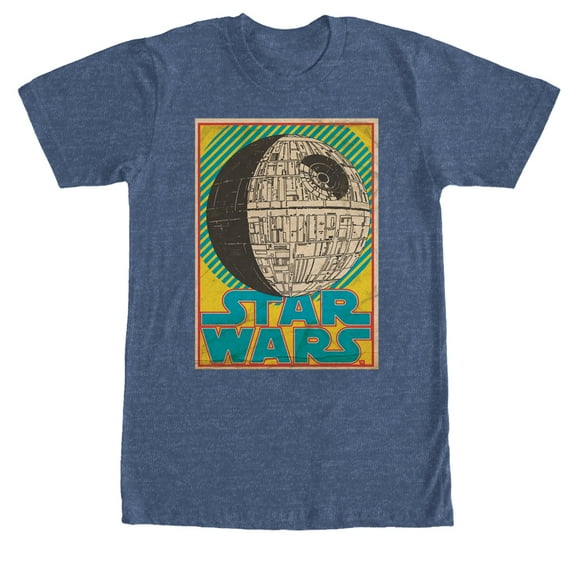 Men's Star Wars Death Star Trading Card Graphic Tee Navy Blue Heather Large