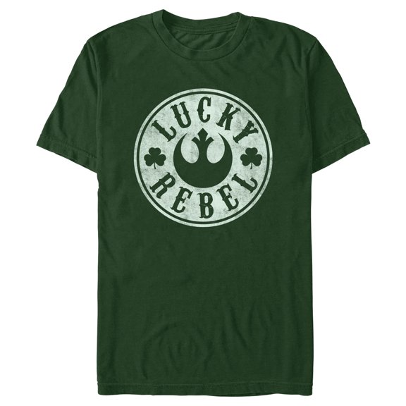 Men's Star Wars Distressed Lucky Rebel Badge Graphic Tee Dark Green 2X Large
