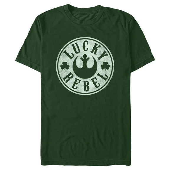 Men's Star Wars Distressed Lucky Rebel Badge  Graphic Tee Dark Green Medium