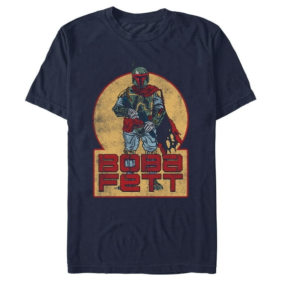 Men's Star Wars Distressed Retro Boba Fett Graphic Tee Navy Blue Large