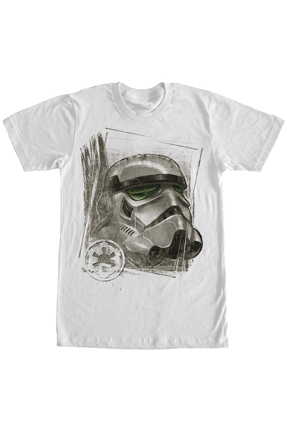 Men's Star Wars Distressed Stormtrooper Helmet Graphic Tee White Large