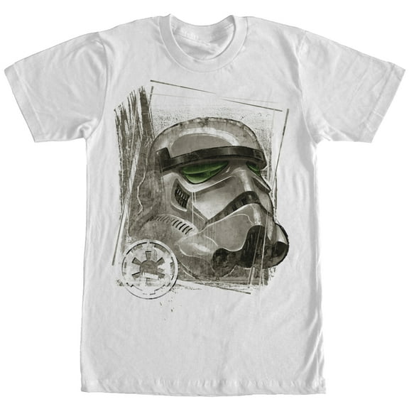 Men's Star Wars Distressed Stormtrooper Helmet  Graphic Tee White X Large