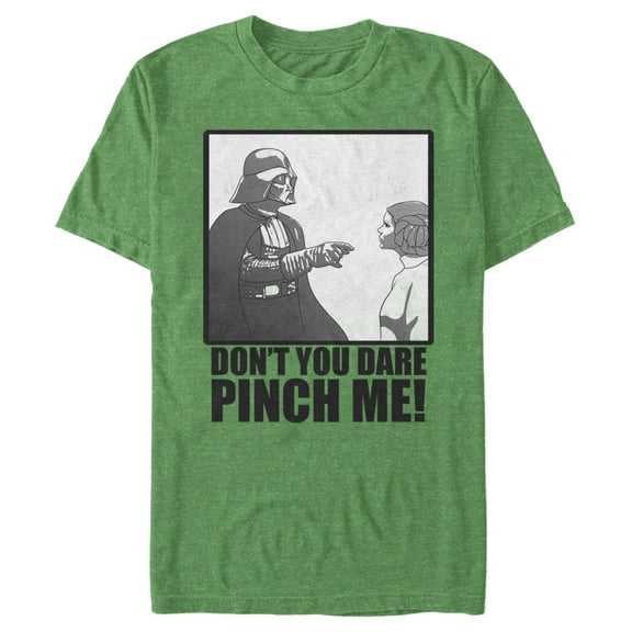 Men's Star Wars Don't You Dare Pinch Me, Vader to Leia  Graphic Tee Kelly Green Medium