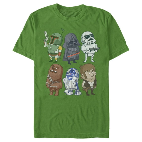 Men's Star Wars Doodle Character Grid Graphic Tee Kelly Green 2X Large
