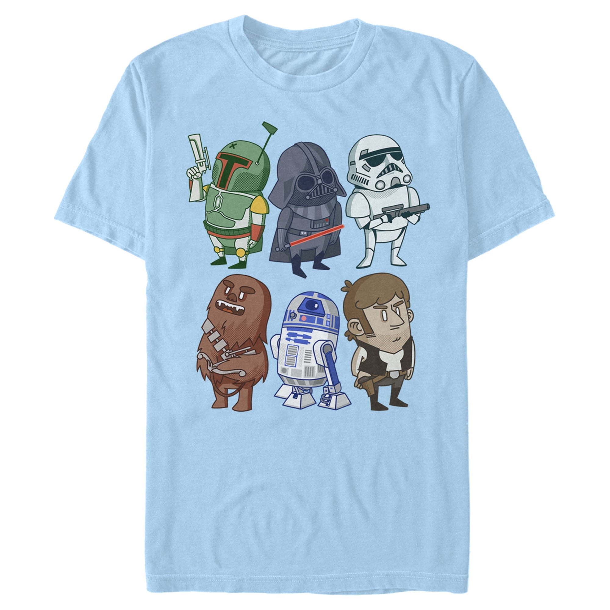 Men's Star Wars Doodle Character Grid Graphic Tee Light Blue