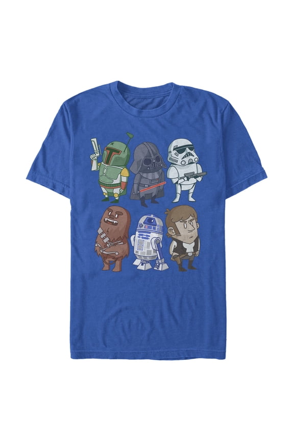 Men's Star Wars Doodle Character Grid Graphic Tee Royal Blue 2X Large