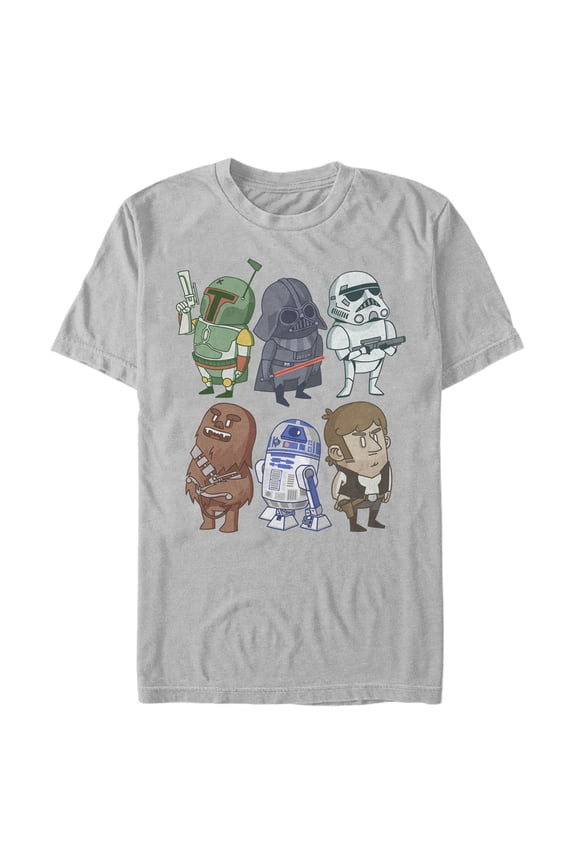 Men's Star Wars Doodle Character Grid Graphic Tee Silver Small