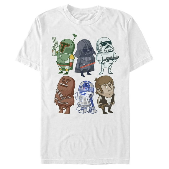 Men's Star Wars Doodle Character Grid Graphic Tee White 3X Large