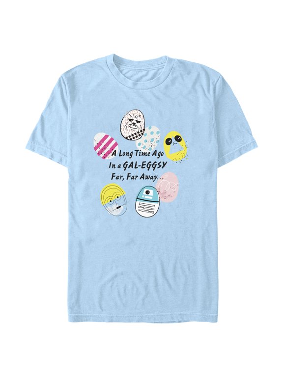 Men's Star Wars Easter In a Gal-eggsy Far, Far Away Graphic Tee Light Blue Medium