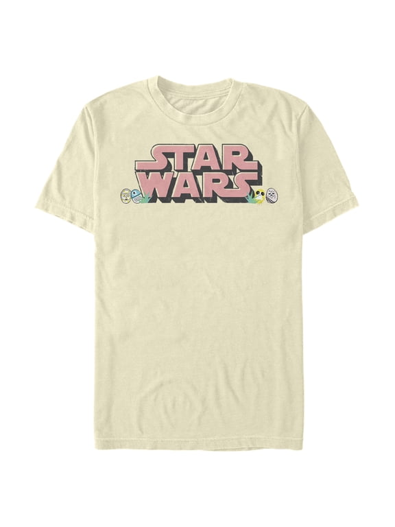 Men's Star Wars Easter Themed Chest Logo Graphic Tee Cream Medium