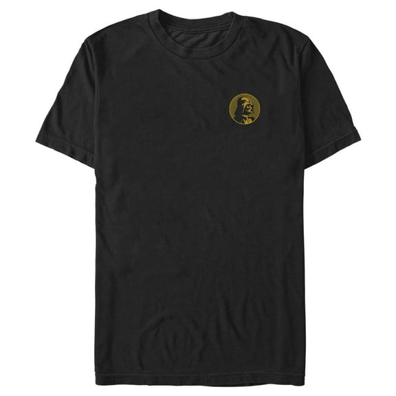 Men's Star Wars Embroidered Darth Vader Gold Circle Graphic Tee Black 2X Large