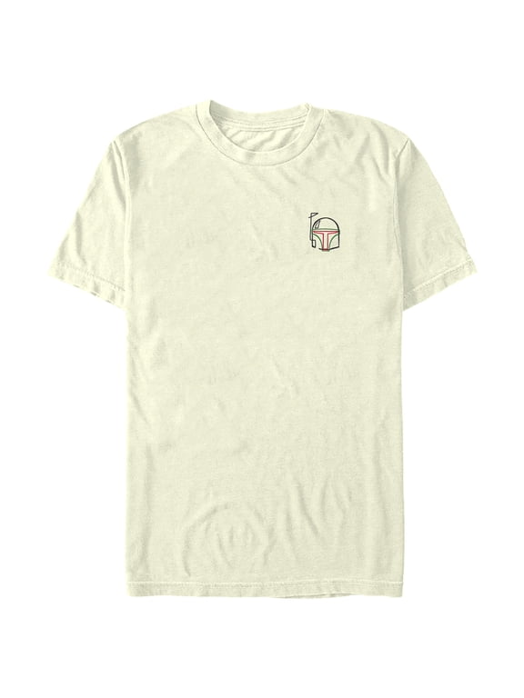 Men's Star Wars Embroidered Line Art Boba Fett Helmet Graphic Tee Beige X Large