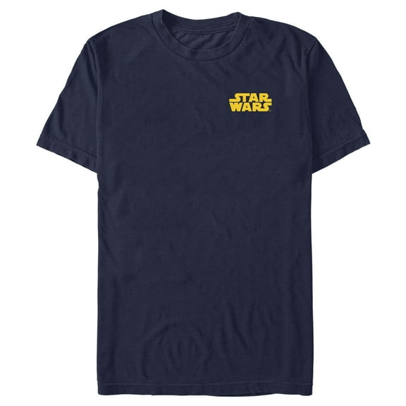 Men's Star Wars Embroidered Yellow Classic Logo  Graphic Tee Navy Blue 2X Large