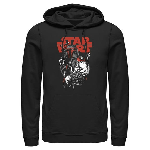 Men's Star Wars: Empire Strikes Back Boba Fett Grunge Bounty Hunter  Pull Over Hoodie