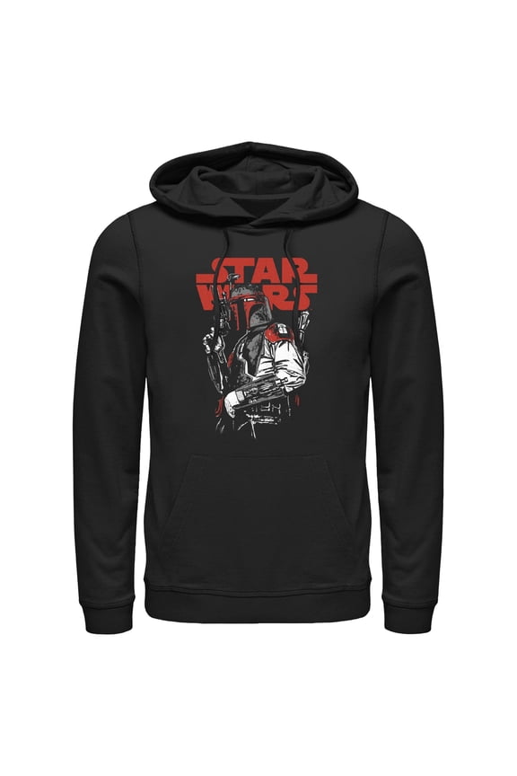 Men's Star Wars: Empire Strikes Back Boba Fett Grunge Bounty Hunter Pull Over Hoodie