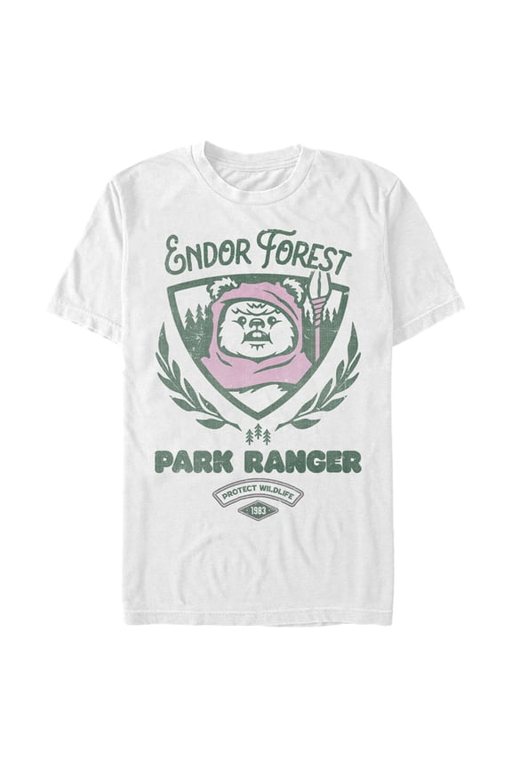 Men's Star Wars Endor Forest Park Ranger Graphic Tee White 2X Large