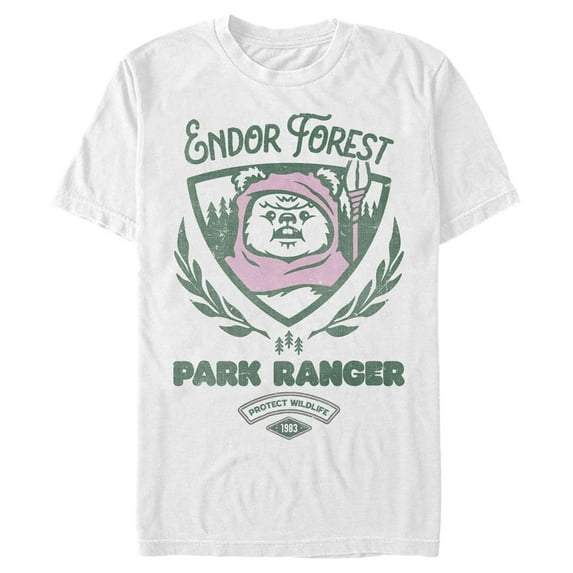 Men's Star Wars Endor Forest Park Ranger Graphic Tee White Small