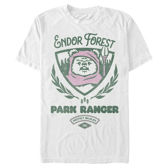 Men's Star Wars Endor Forest Park Ranger  Graphic Tee White X Large