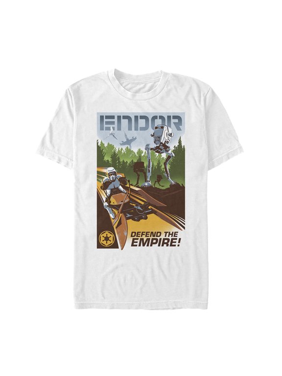 Men's Star Wars Endor Travel Poster Graphic Tee White Medium