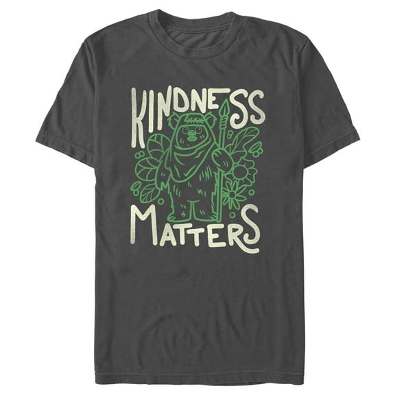 Men's Star Wars Ewok Kindness Matters  Graphic Tee Charcoal 3X Large
