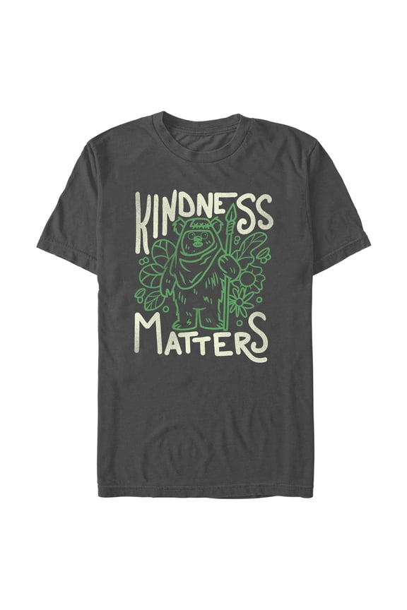 Men's Star Wars Ewok Kindness Matters Graphic Tee Charcoal Medium