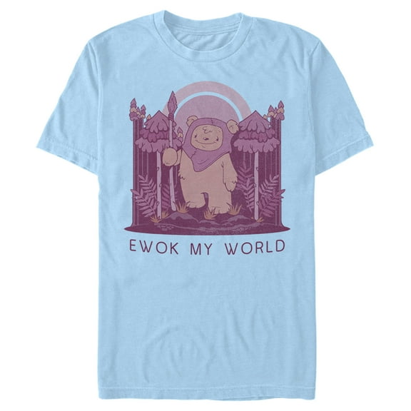 Men's Star Wars Ewok My World Graphic Tee Light Blue Medium