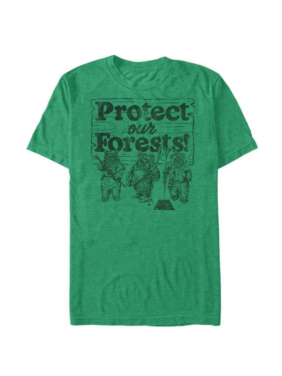 Men's Star Wars Ewok Protect Our Forests Graphic Tee Kelly Heather Medium