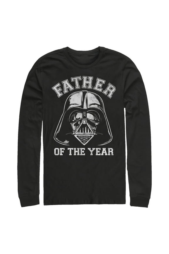 Men's Star Wars Father of the Year Darth Vader Long Sleeve Shirt Black Medium