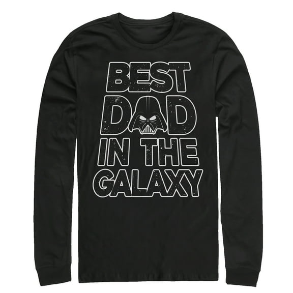 Men's Star Wars Father's Day Best Dad Darth Vader Helmet  Long Sleeve Shirt Black Large