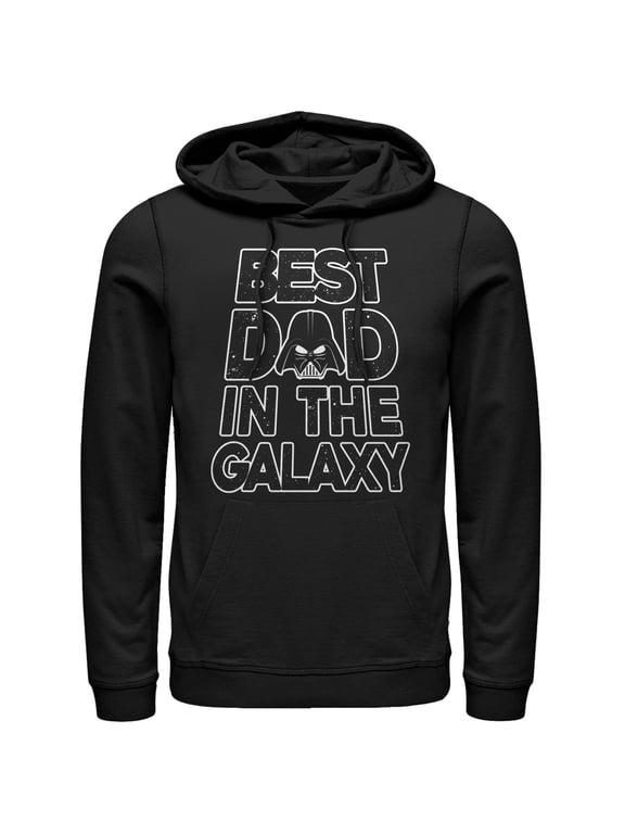 Men's Star Wars Father's Day Best Dad Darth Vader Helmet Pull Over Hoodie Black Medium