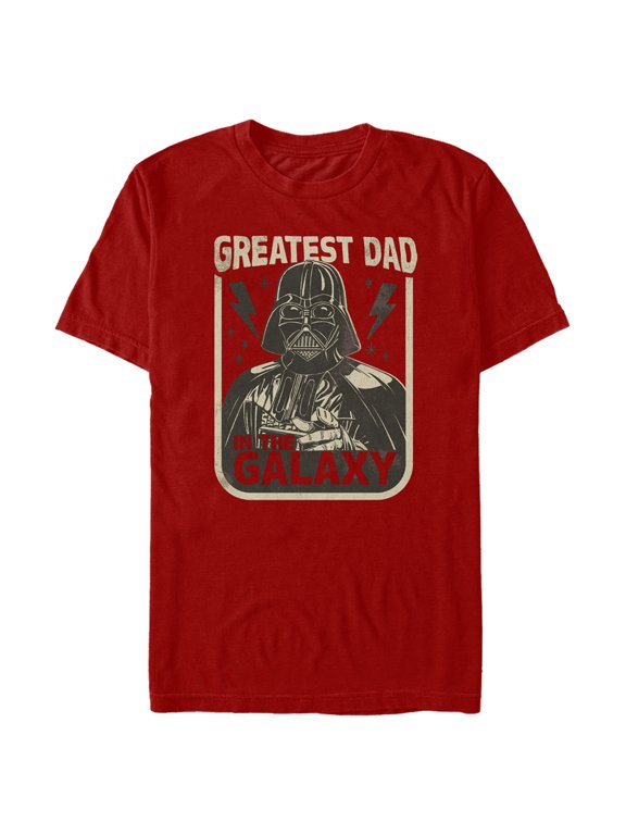 Men's Star Wars Father's Day Darth Vader Greatest Dad in the Galaxy Graphic Tee Red Large