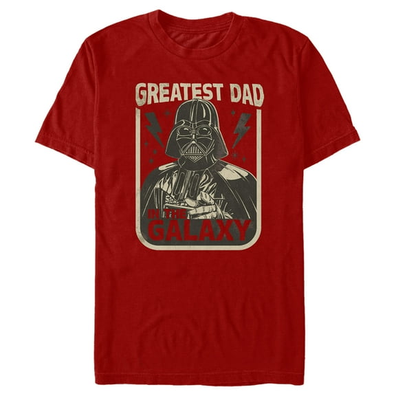 Men's Star Wars Father's Day Darth Vader Greatest Dad in the Galaxy  Graphic Tee Red Small