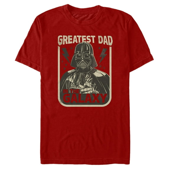 Men's Star Wars Father's Day Darth Vader Greatest Dad in the Galaxy Graphic Tee Red Small
