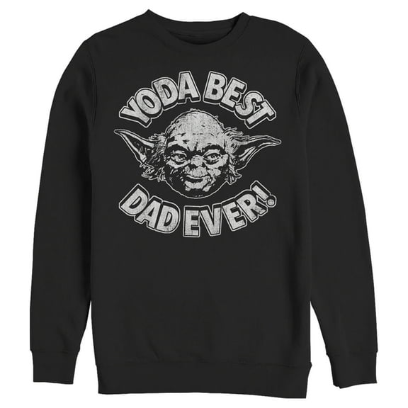 Men's Star Wars Father's Day Yoda Best Dad Ever Sweatshirt Black 3X Large