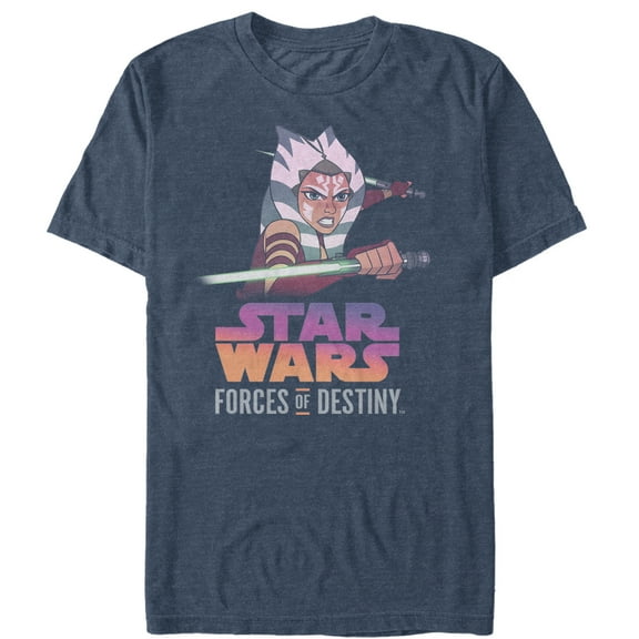 Men's Star Wars: Forces of Destiny Ahsoka Fight Graphic Tee Navy Blue Heather 4X Large