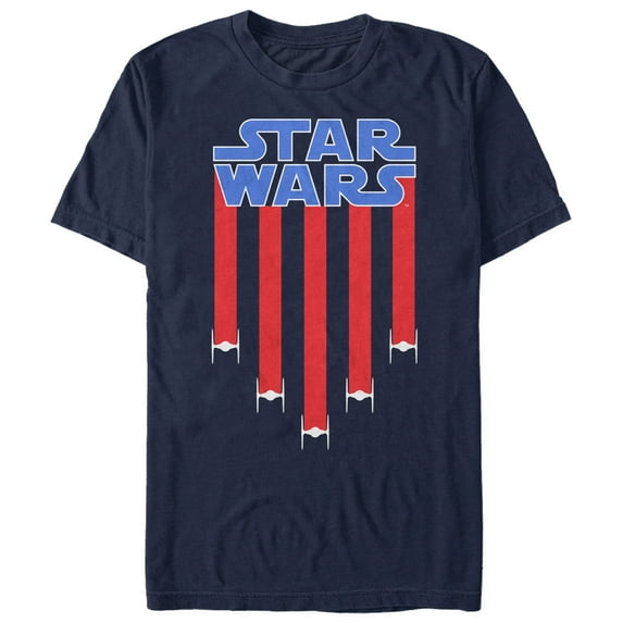 Men's Star Wars Fourth of July TIE Fighter Stripes Graphic Tee Navy Blue Small
