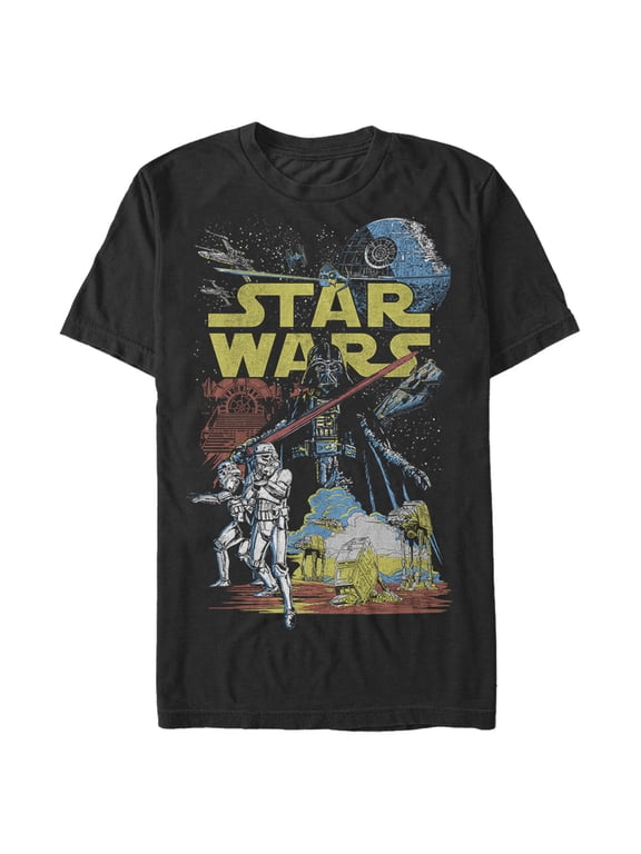 Men's Galactic Battle Graphic Tee, Retro Design,