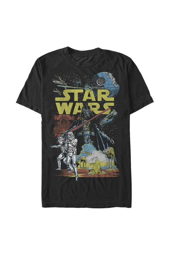 Men's Galactic Battle Graphic Tee, Retro Design,