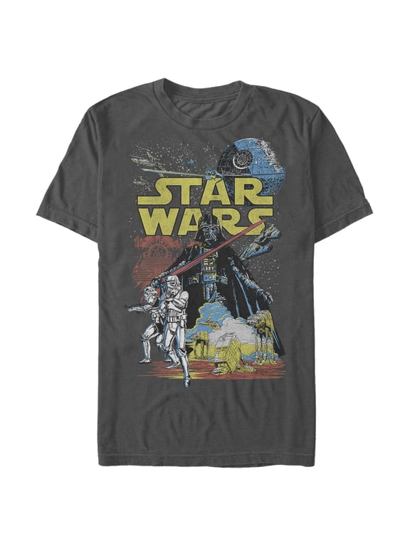 Men's Galactic Battle Graphic Tee, Retro Design,