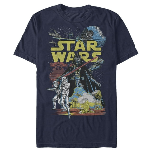 Star Wars Men's Galactic Battle Graphic Tee, Retro Design,