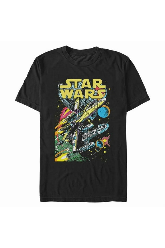 Men's Star Wars Galactic Comic Scene  Graphic Tee Black 2X Large
