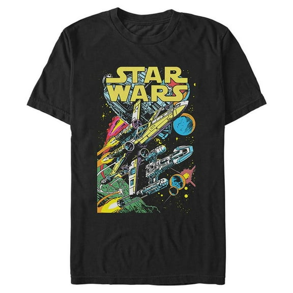 Men's Star Wars Galactic Comic Scene Graphic Tee Black Small