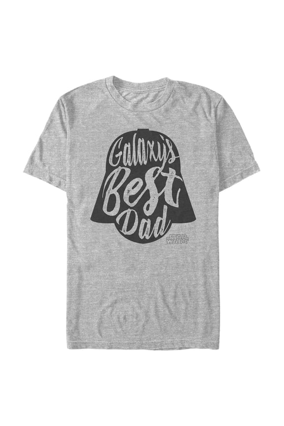 Men's Star Wars Galaxy Best Dad Darth Vader Helmet  Graphic Tee Athletic Heather Medium