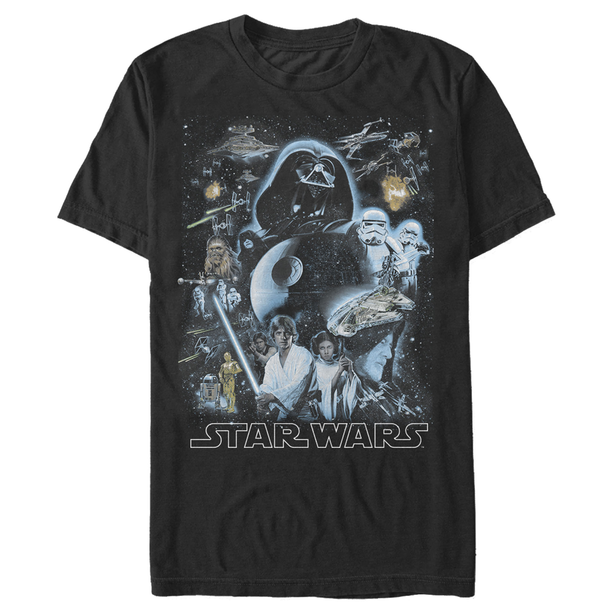 Men's Star Wars Galaxy Of Stars Poster  Graphic Tee Black 3X Large
