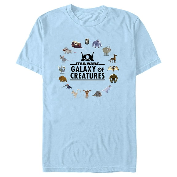 Men's Star Wars: Galaxy of Creatures Galaxy of Creatures  Graphic Tee Light Blue 3X Large