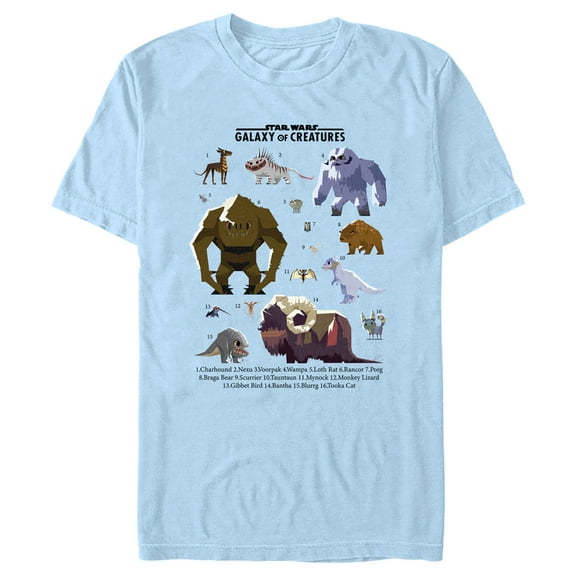 Men's Star Wars: Galaxy of Creatures Wildlife Chart  Graphic Tee Light Blue Large